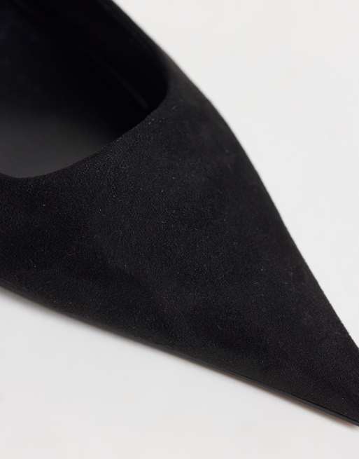 ASOS DESIGN Skippy kitten heel shoes in black suedette, 2 of 4