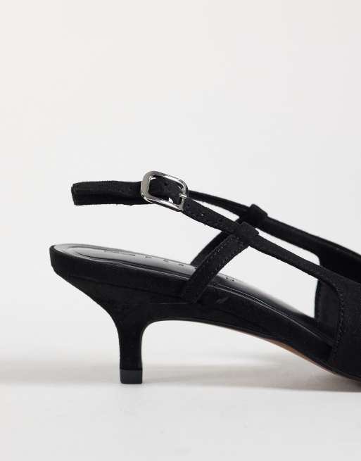 ASOS DESIGN Skippy kitten heel shoes in black suedette, 3 of 4