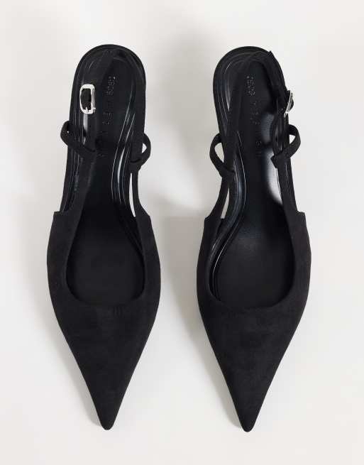 ASOS DESIGN Skippy kitten heel shoes in black suedette, 4 of 4