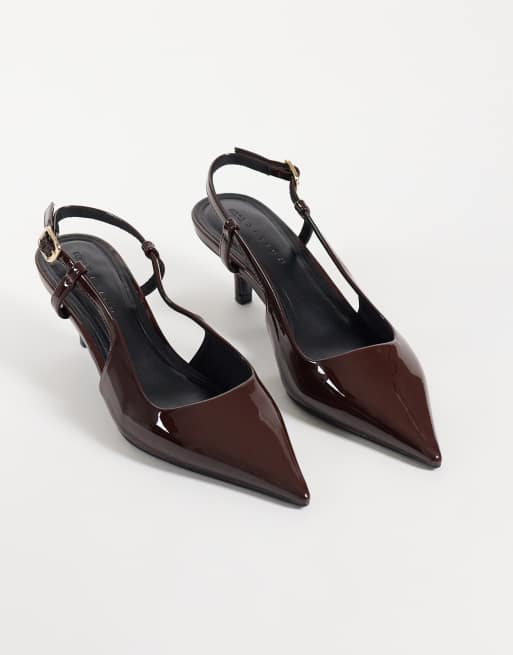 ASOS DESIGN Skippy kitten heel shoes in chocolate patent, 2 of 4