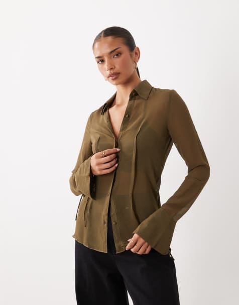 ASOS DESIGN skir 90-tals skjorta i khaki - view 1