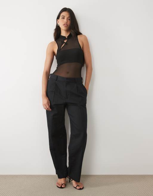 ASOS DESIGN skir mesh-body med mandarin-detalj och ärmlös design i svart, 2 av 4