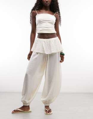 Asos Design Skirt Detail Balloon Pants In White