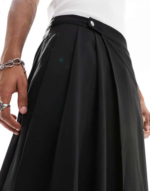 ASOS DESIGN skirt pants in black with pleats | ASOS