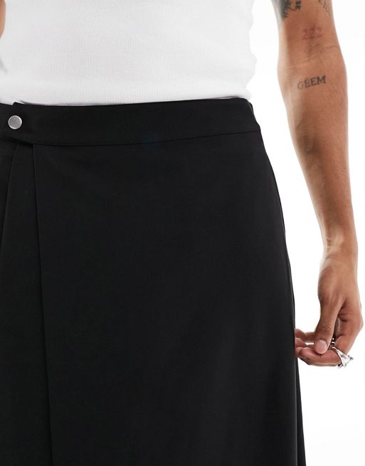 ASOS DESIGN relaxed pants skirt in black