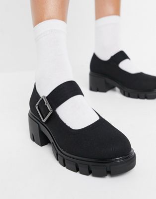 ASOS DESIGN Skittle chunky mary jane mid heels in black | ASOS