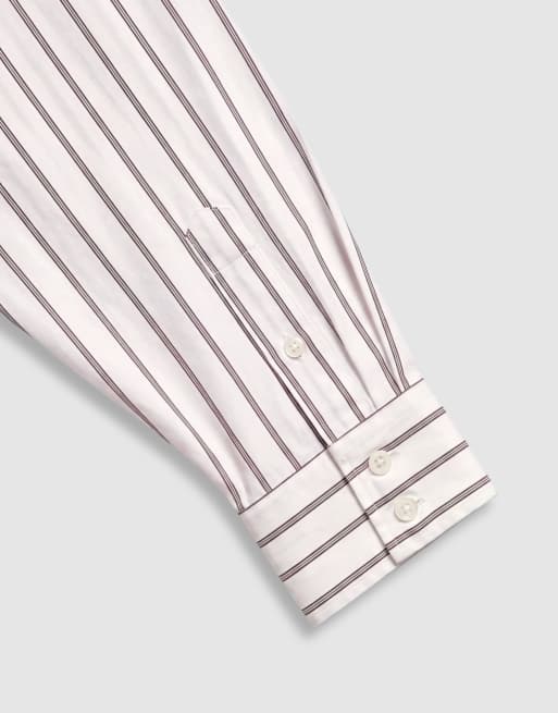 ASOS DESIGN skjorta i oversize med ojämn fåll i beige randigt, 8 av 9