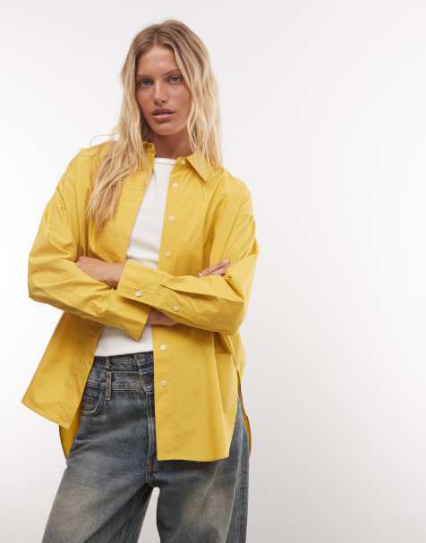 ASOS DESIGN skjorta i oversize med ojämn fåll i marigold - view 1