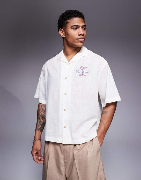 ASOS DESIGN – Skjorta i oversize med platt krage och tryck framtill - view 1
