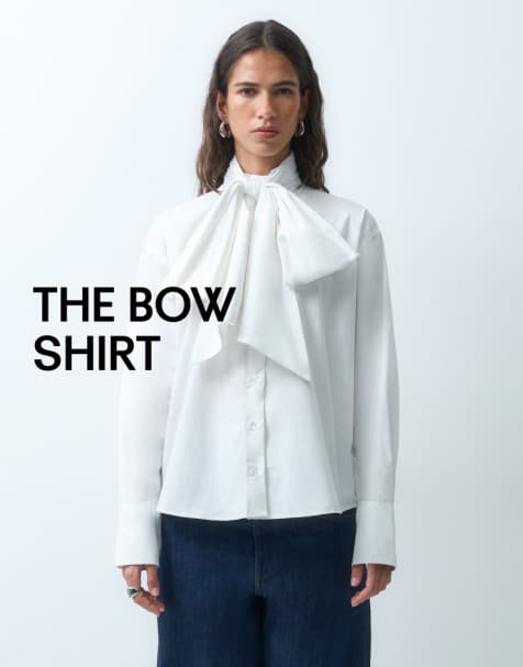 ASOS DESIGN skjorta med stor rosettkrage i vitt - view 1