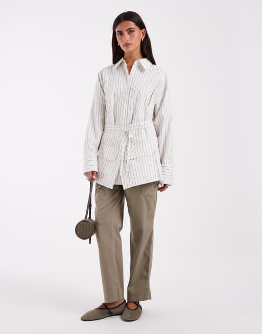 ASOS DESIGN skjortdetalj i dubbla lager med pinstripe, 2 av 4