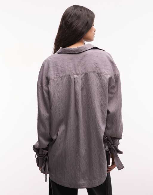 ASOS DESIGN skjorte med bindebåndsmanchet og blød stribe i multifarvet, 3 af 4