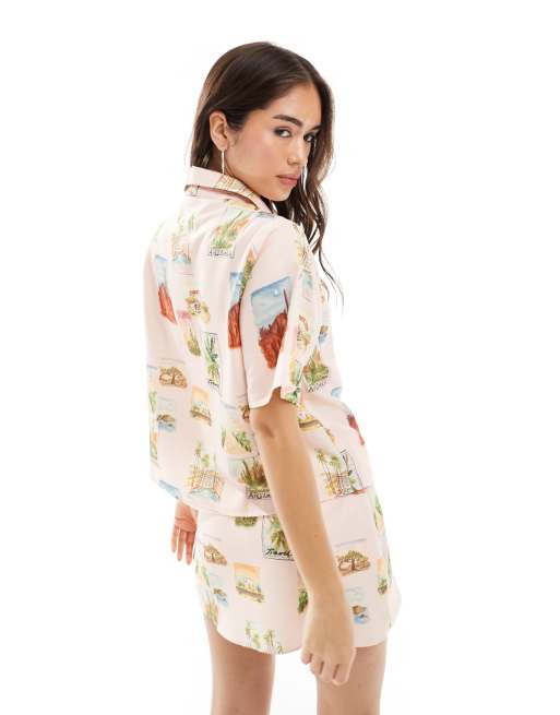 ASOS DESIGN - Skjorte med postkort-print - Del af sæt, 2 af 4