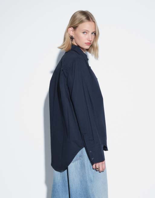 ASOS DESIGN skjorte med pyntedetaljer i navy, 4 af 4