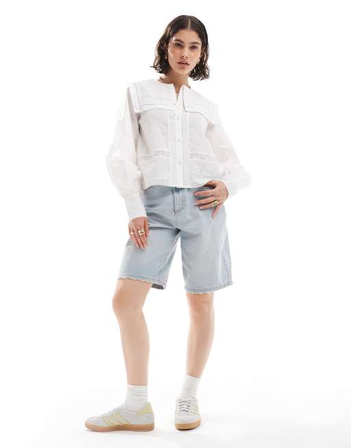 ASOS DESIGN - Skjorte med sømandskrave og broderede detaljer, 3 af 4