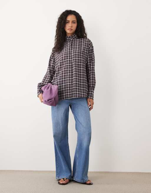 ASOS DESIGN skjorte med ståkrave i tern, 2 af 4