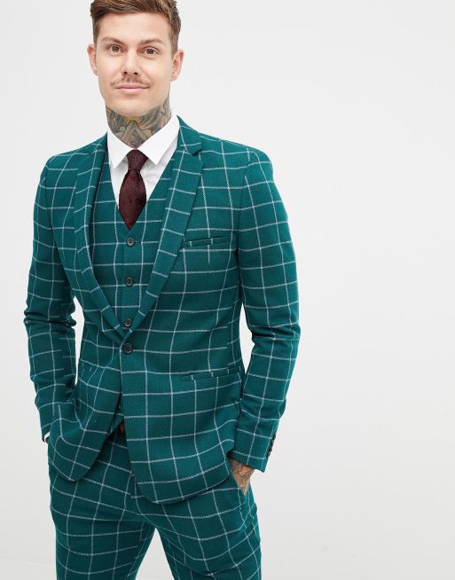 ASOS DESIGN – Skogsgröna, rutiga byxor med smal passform, 2 av 4