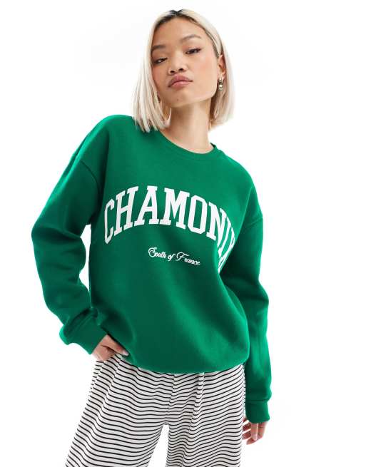 ASOS DESIGN – Skogsgrön sweatshirt i oversize med 