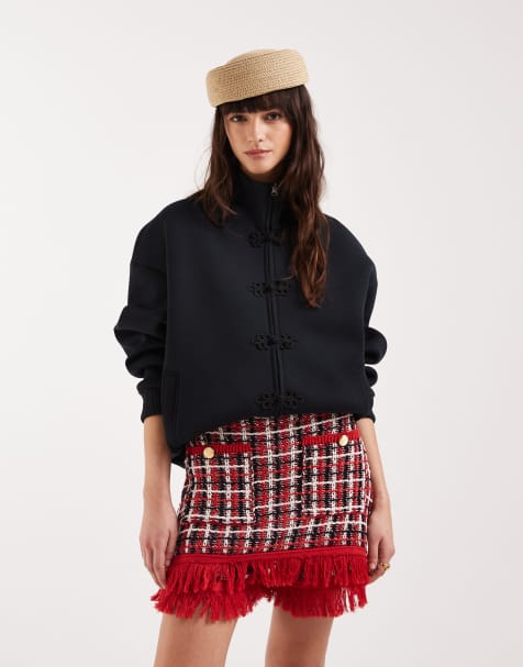 ASOS DESIGN – Skort aus Strick-Tweed in Rot, Kombiteil - view 1