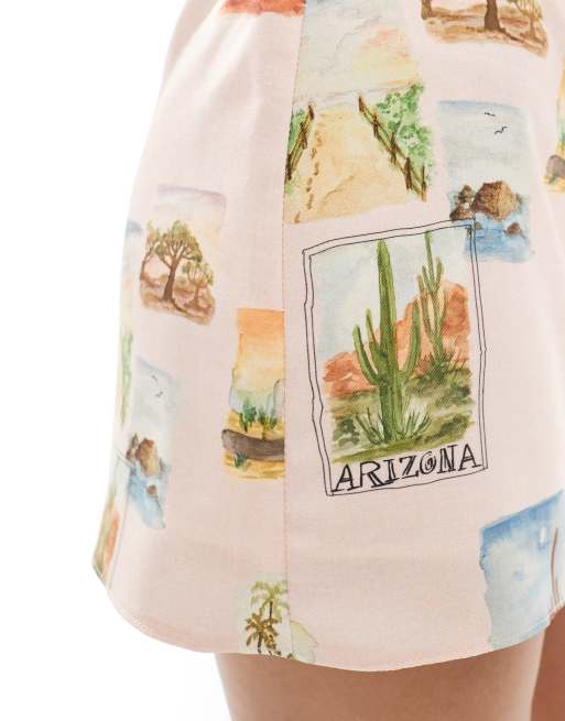 ASOS DESIGN - Skort met ansichtkaartenprint, deel van co-ord set, 3 van 5