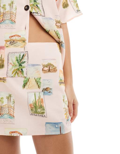 ASOS DESIGN - Skort met ansichtkaartenprint, deel van co-ord set, 5 van 5