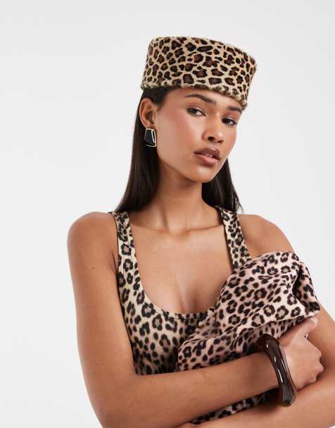 ASOS DESIGN – Skórzany toczek z włosiem we wzór w panterkę - view 1