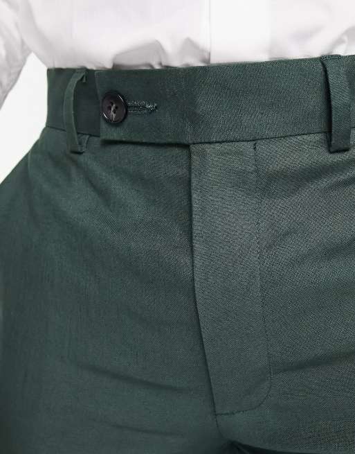 ASOS DESIGN - Skovgrønne skinny-habitbukser i hørblanding, 2 af 5