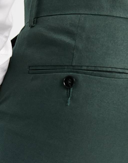 ASOS DESIGN - Skovgrønne skinny-habitbukser i hørblanding, 4 af 5