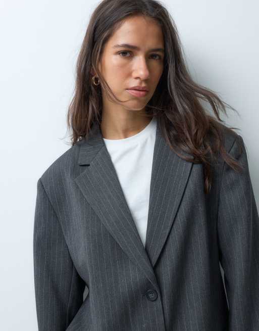 ASOS DESIGN skräddad oversized-kavaj med markerade axlar i antracitrandig, 2 av 4