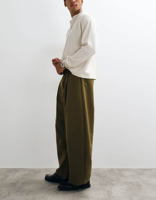 ASOS DESIGN skräddade barrelbyxor i olivgrönt, 2 av 5
