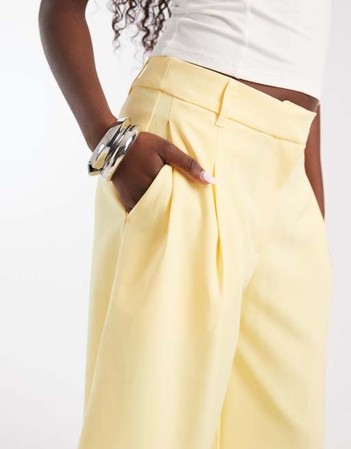 ASOS DESIGN skräddade culottebyxor med hög midja i gult, 4 av 5