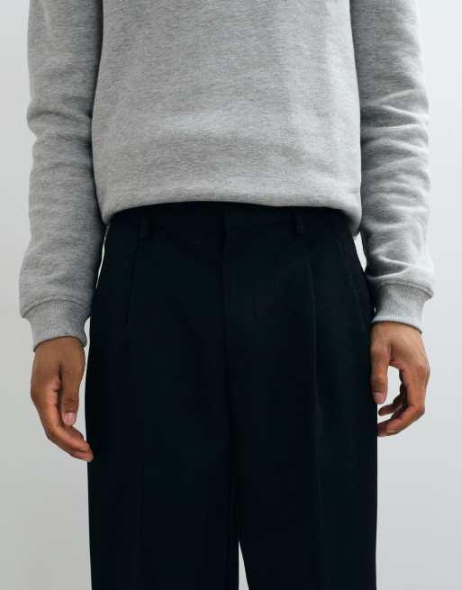 ASOS DESIGN skräddade plisserade vida byxor i svart, 5 av 5