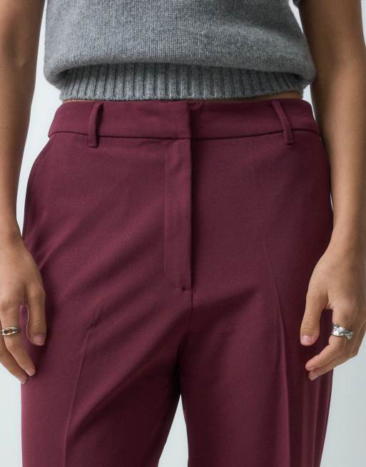 ASOS DESIGN skräddarsydda avslappnade byxor med raka ben i vinröd, 2 av 5