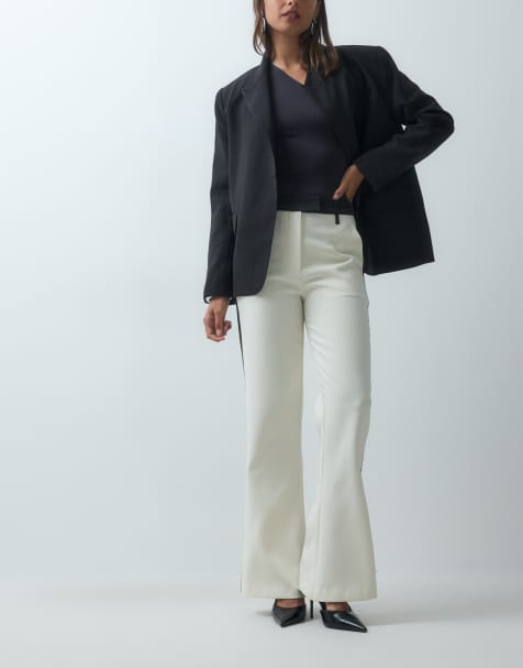 ASOS DESIGN skräddarsydda smokingbyxor med utsvängd modell i svart och kräm - view 1
