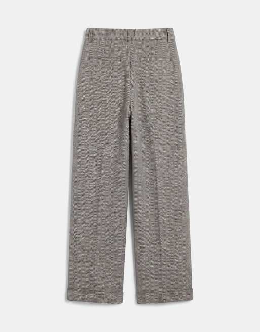ASOS DESIGN skræddersyede barrel-bukser i uldlook med monoherringbone, 7 af 7