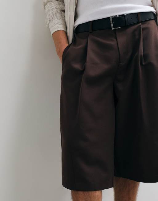ASOS DESIGN skræddersyede barrel-shorts i brun, 3 af 5