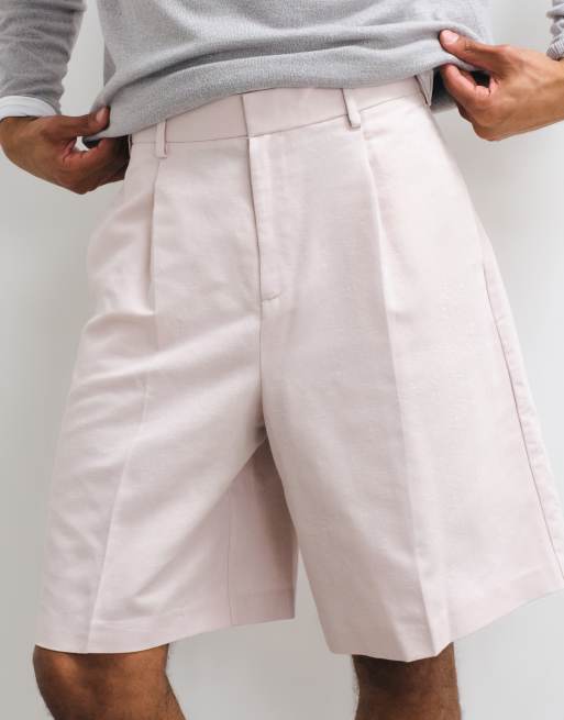 ASOS DESIGN - Skræddersyede bermudashorts i støvet lyserød hørblanding, 2 af 5