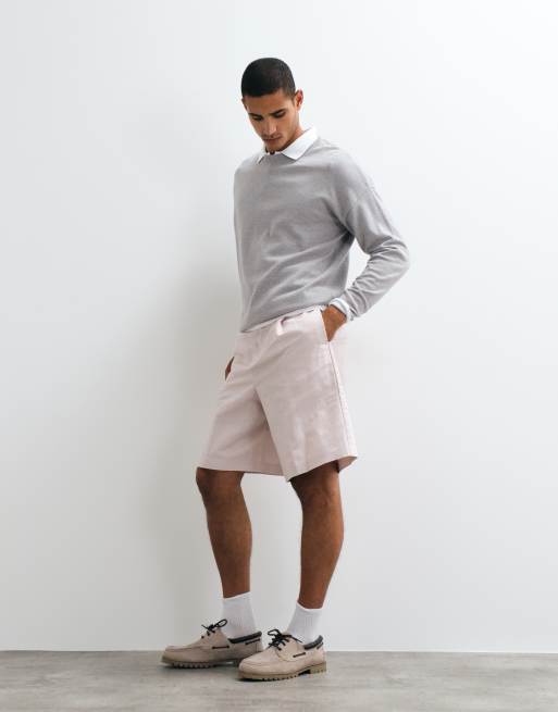 ASOS DESIGN - Skræddersyede bermudashorts i støvet lyserød hørblanding, 3 af 5