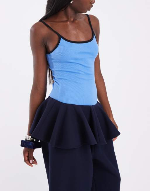 ASOS DESIGN skræddersyede bukser med lav talje og skørt i navy, 3 af 5