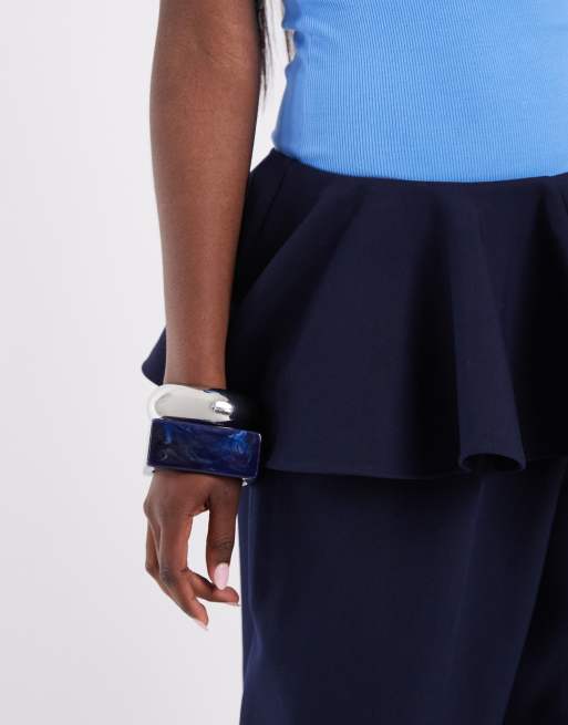 ASOS DESIGN skræddersyede bukser med lav talje og skørt i navy, 4 af 5