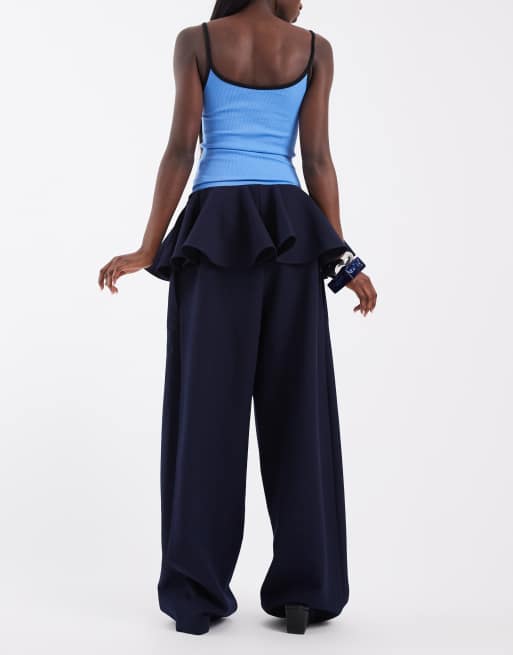 ASOS DESIGN skræddersyede bukser med lav talje og skørt i navy, 5 af 5