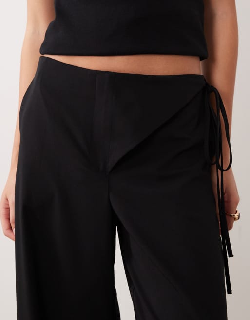 ASOS DESIGN - Skræddersyede bukser med slå-om-snit og bindebånd foran, 3 af 5