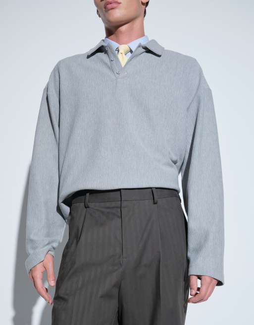 ASOS DESIGN skræddersyede kraftige oversized tapered-bukser i brun fiskeben, 2 af 5