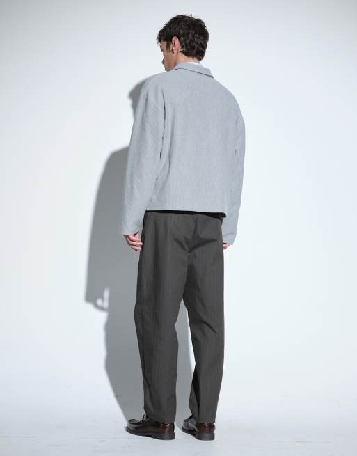 ASOS DESIGN skræddersyede kraftige oversized tapered-bukser i brun fiskeben, 3 af 5