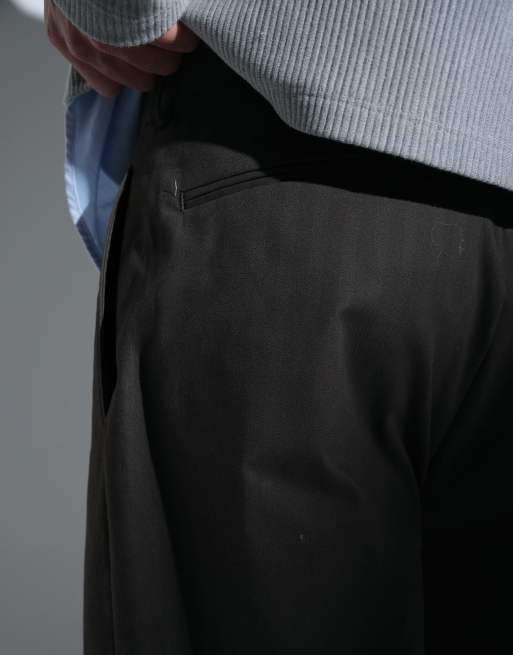 ASOS DESIGN skræddersyede kraftige oversized tapered-bukser i brun fiskeben, 4 af 5