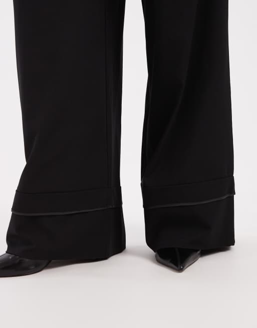 ASOS DESIGN - Skræddersyede lilla bukser med brede ben og opsmøgede kanter, 4 af 5