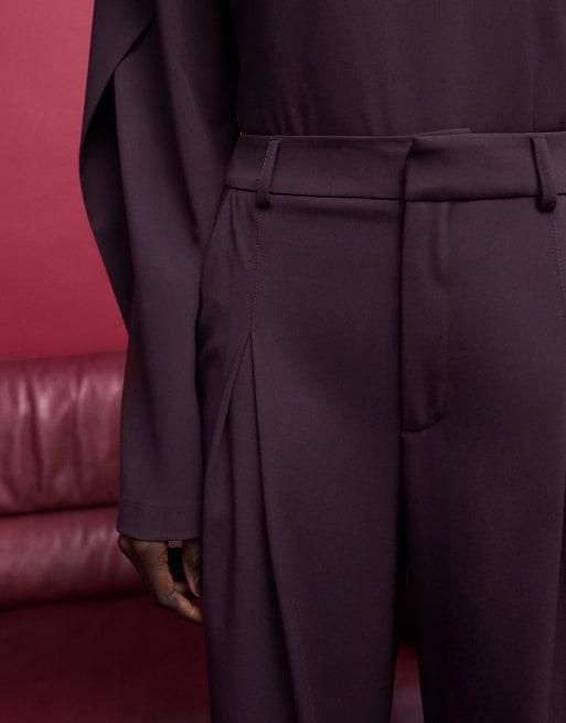 ASOS DESIGN - Skræddersyede lilla bukser med brede ben og opsmøgede kanter, 3 af 5