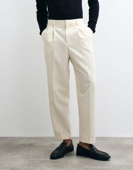 ASOS DESIGN skræddersyede plisserede afslappede tapered-bukser i smørgul, 3 af 5