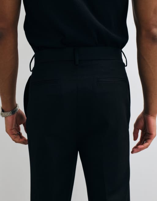 ASOS DESIGN skræddersyede plisserede bukser med svaj i sort, 5 af 5