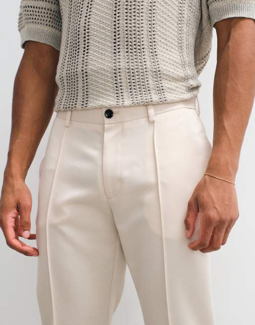 ASOS DESIGN skræddersyede slim-bukser i ecru med pintuck, 3 af 5